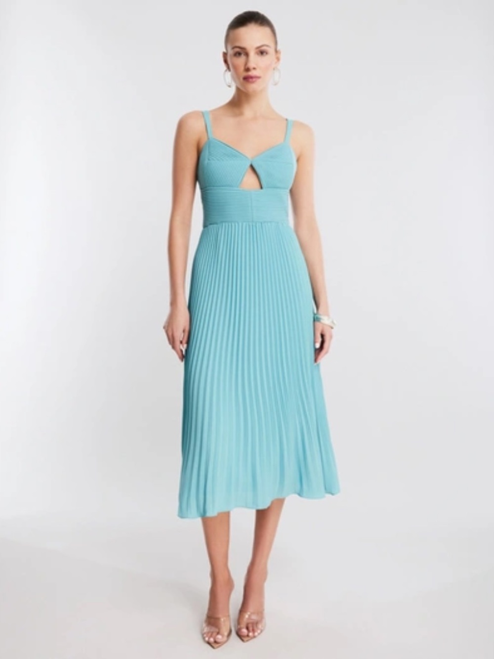 BCBGMAXAZRIA Pleated Turquoise Dress